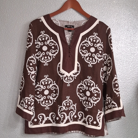 Style & Co. Linen Print Tunic Size 6 - Picture 10 of 12